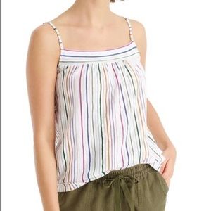 J. Crew Stripe Vintage Cotton Smocked Back Tank Top